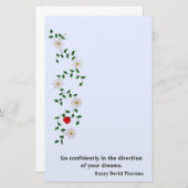 Red Ladybug, White Daisies, Aanmoediging Briefpapier (Voorkant / Achterkant)