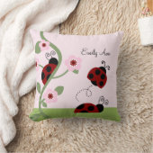 Red Ladybugs and Flowers Coussin personnalisé (Couverture)