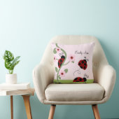 Red Ladybugs and Flowers Coussin personnalisé (Chaise)