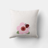 Red Ladybugs and Flowers Coussin personnalisé (Verso)