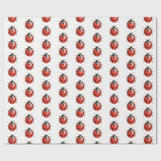 Red Ladybugs Birthday Cadeaupapier (Vlak)