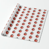 Red Ladybugs Birthday Cadeaupapier (Uitgerold)