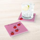 Red Ladybugs Crawling Thunder_Cove Glazen Onderzetter (Schuin)