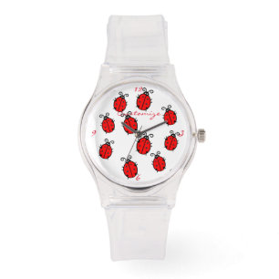 Red Ladybugs Crawling Thunder_Cove Horloge