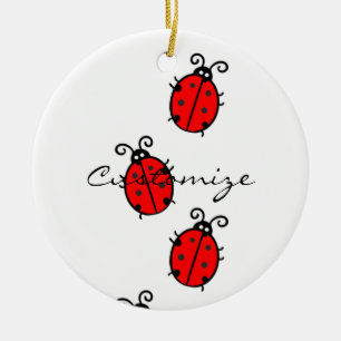 Red Ladybugs Crawling Thunder_Cove Keramisch Ornament