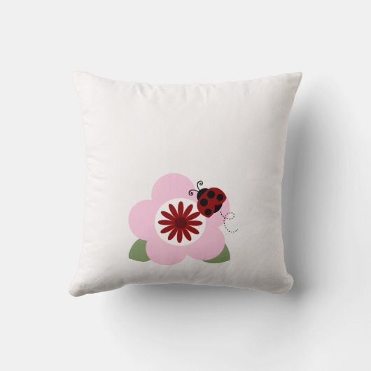 Red Ladybugs en Flowers Personalized Pillow Kussen (Achterkant)