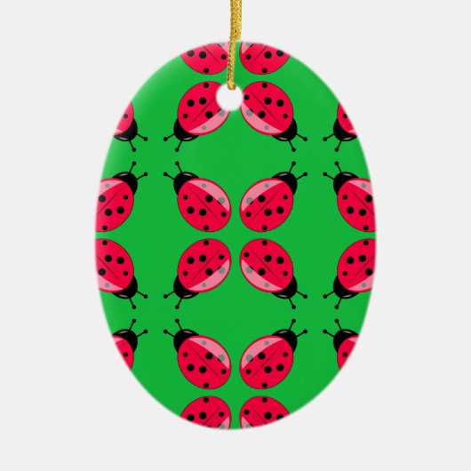 Red Ladybugs Keramisch Ornament (Voorkant)