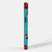 Red Ladybugs Lucky Pattern Sky Blue iPhone Case (Achterkant / Rechts)