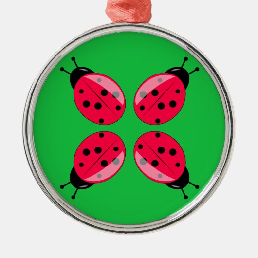 Red Ladybugs Metalen Ornament (Voorkant)