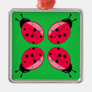 Red Ladybugs Metalen Ornament
