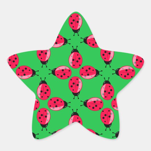 Red Ladybugs Ster Sticker (Voorkant)