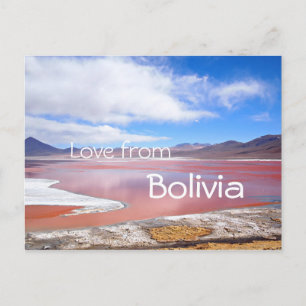 Red Lagoon, Laguna Colorada, Bolivia tekst briefka Briefkaart