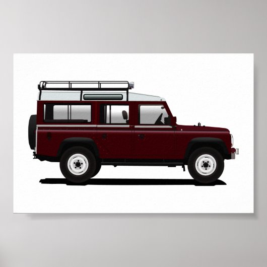 Red Land Rover Defender 110 Poster (Voorkant)