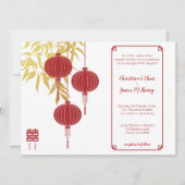 Red Lantern Double Happiness Chinese Wedding Kaart (Voorkant)