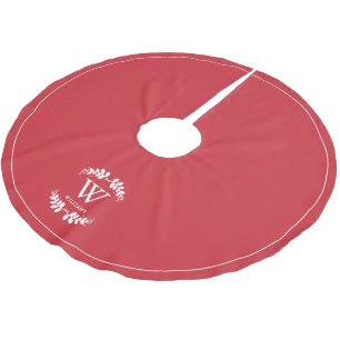 Red Laurel Family Monogram Aangepast Kerstboom Rok