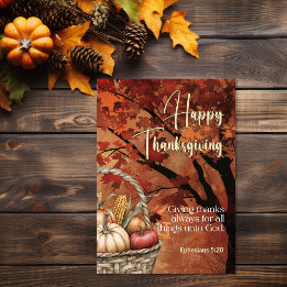 Red Leaf Canopy Efeziërs 5:20 Happy Thanksgiving Kaart