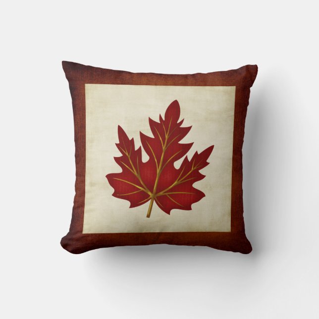 Red Leaf Herfst Season Thed Pillow Kussen (Voorkant)