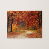 Red Leaf Trees nabij de weg / herfst Legpuzzel (Horizontaal)