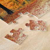 Red Leaf Trees nabij de weg / herfst Legpuzzel (Zijkant)
