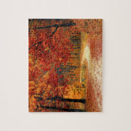 Red Leaf Trees nabij de weg / herfst Legpuzzel