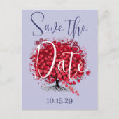 Red Leafed Heart Tree slaat de datum op Aankondigingskaart (Voorkant)