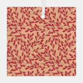  Red Leafy Branches Seamless Pattern Glas Ornament (Achterkant)