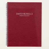 Red Leather Masculine Personalized Elegant Planner (Voorkant)