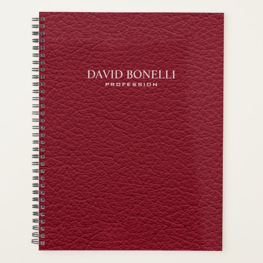 Red Leather Masculine Personalized Elegant Planner (Voorkant)