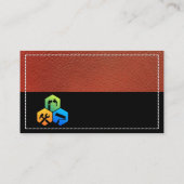 Red Leather Stitched | Pictogram thuisservices Visitekaartje (Achterkant)
