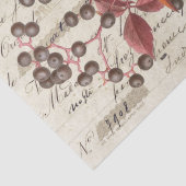 Red Leaves Berries Botanische Franse Script Craft Tissuepapier (Detail)