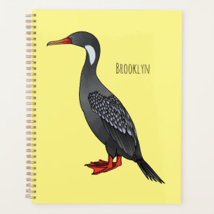 Red-legged cormorant bird cartoon illustration