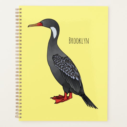 Red-legged cormorant bird cartoon illustration (Devant)