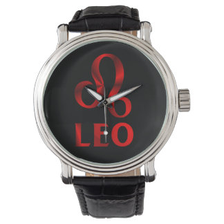 Red Leo Symbol Horloge