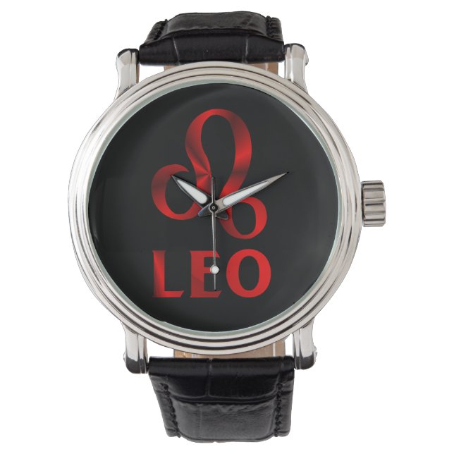 Red Leo Symbol Horloge (Voorkant)