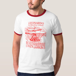 Red Leonardo da Vinci Helicopter T-shirt