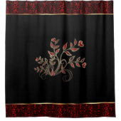 Red Leopard Animal Pattern en Floral Design Douchegordijn (Voorkant)
