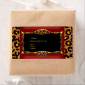Red Leopard Black Gold Adresse du Étiquette (En situation)