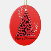Red Leopard Cheetah kerstboom Keramisch Ornament (Rechts)