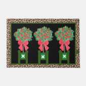 Red Leopard Holly Berry Chinoiserie Doormat Deurmat (Voorkant)