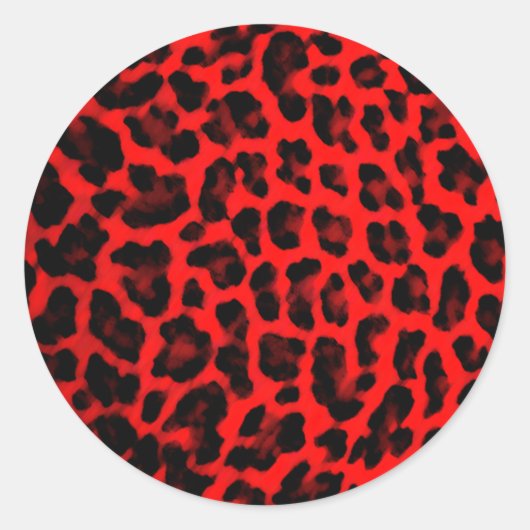 Red Leopard Print Ronde Sticker (Voorkant)