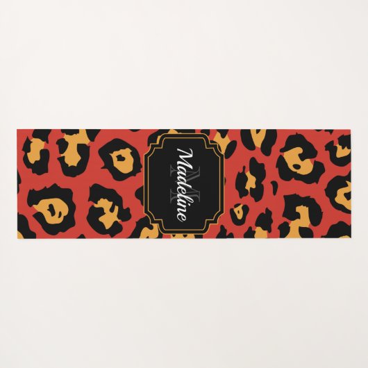 Red Leopard Print Yogamat (Achterkant (horizontaal))