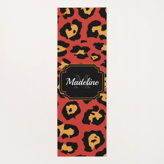 Red Leopard Print Yogamat (Achterkant)