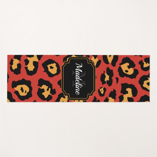 Red Leopard Print Yogamat (Voorkant (horizontaal))