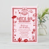 Red Let's Go Girls Anniversaire Fête Invitation (Debout devant)