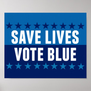Red levens stem blauw poster