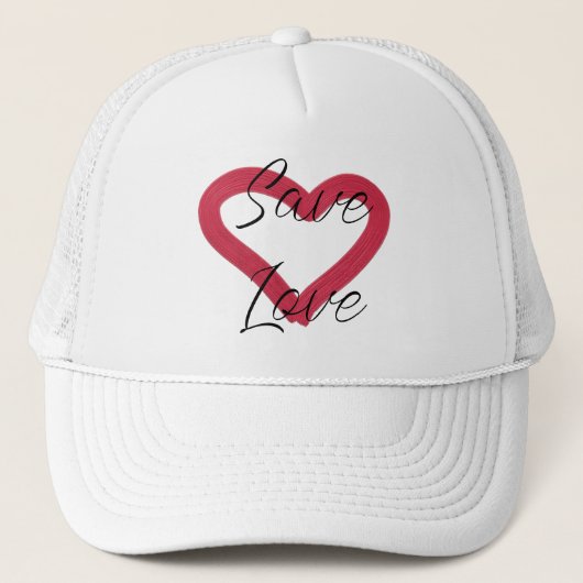 Red liefde. Tekst. Hart. Trucker Pet (Voorkant)