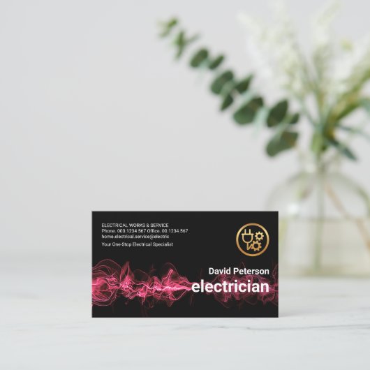 Red Lightning Pulse Wave Electrical Service Visitekaartje (Staand voorkant)