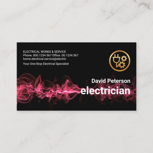 Red Lightning Pulse Wave Electrical Service Visitekaartje (Voorkant)