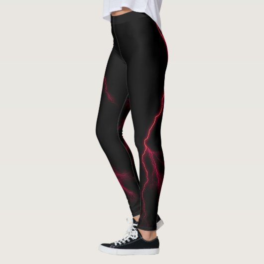 Red Lightning Strikes Spandex Leggings (Gauche)