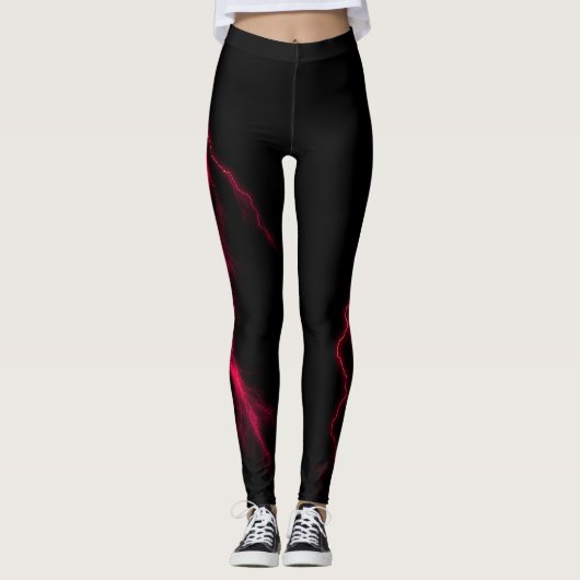 Red Lightning Strikes Spandex-Leggings Leggings (Voorkant)